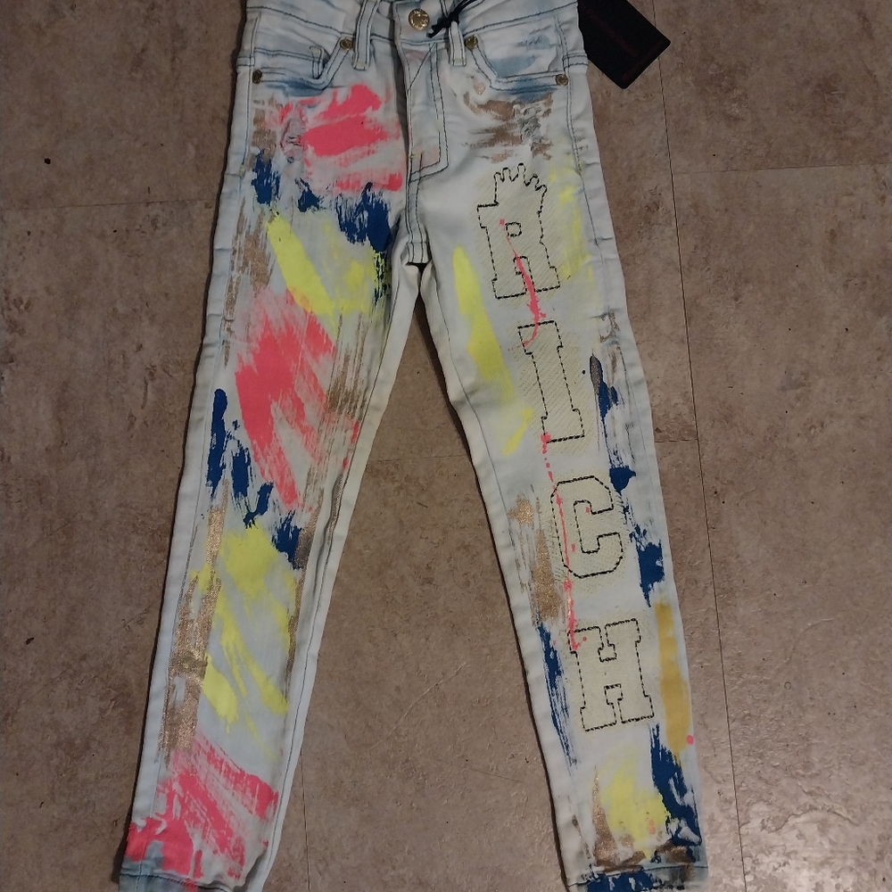 Brand new size 5-6 toddler jeans with tags paint style jeans quality jeans